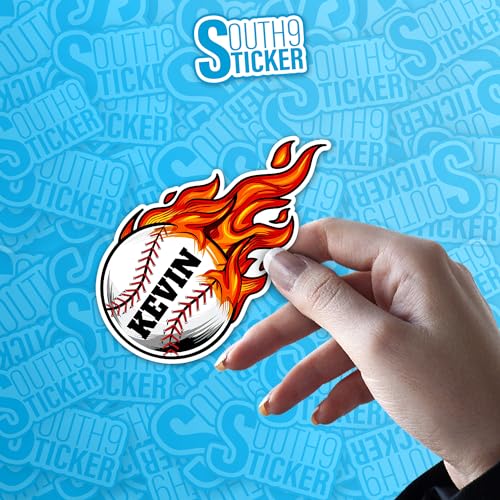 Custom Name Baseball Sticker Personalized Baseball Softball Name Number Kids Sports Team Gifts Waterproof Die-Cut Vinyl Sticker for Water Bottle Laptop Hard Hat Kindle Decal Birthday Gift for Her Him