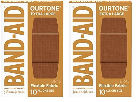 Band-Aid Brand Ourtone Adhesive Bandages, Flexible Protection & Care of Minor Cuts & Scrapes, Quilt-Aid Pad for Painful Wounds, BR45, Extra Large, 10 ct (Pack of 2)