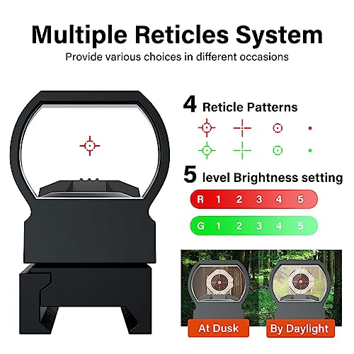 Reflex Sight, Red Dot Sight for 22LR with 4 Reticles, 1X22X33, Red/Green (Black)