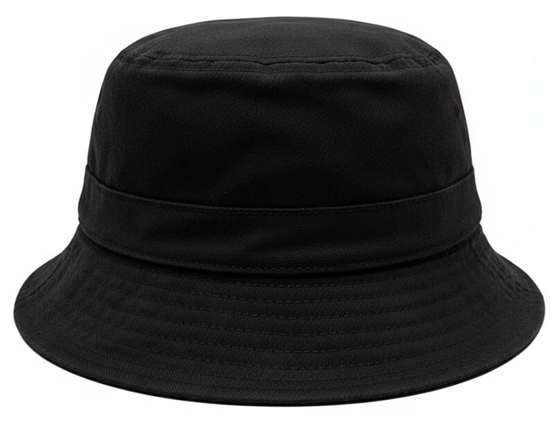Premium Cotton Bucket Hat – Adjustable Size, Lightweight Sun Hat for Men & Women, Outdoor Summer Travel & Beach Black