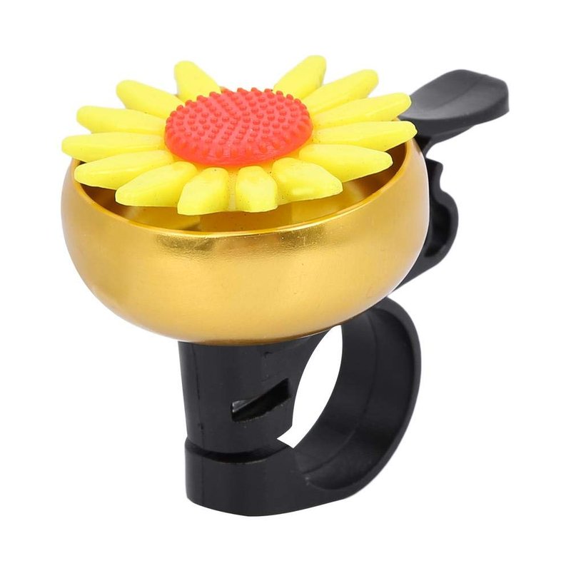 Bell Aluminum Bike Bell, Yellow Flower Design, Anti-Rust Horn Ring for Kids and Adults, Universal Handlebar Mount