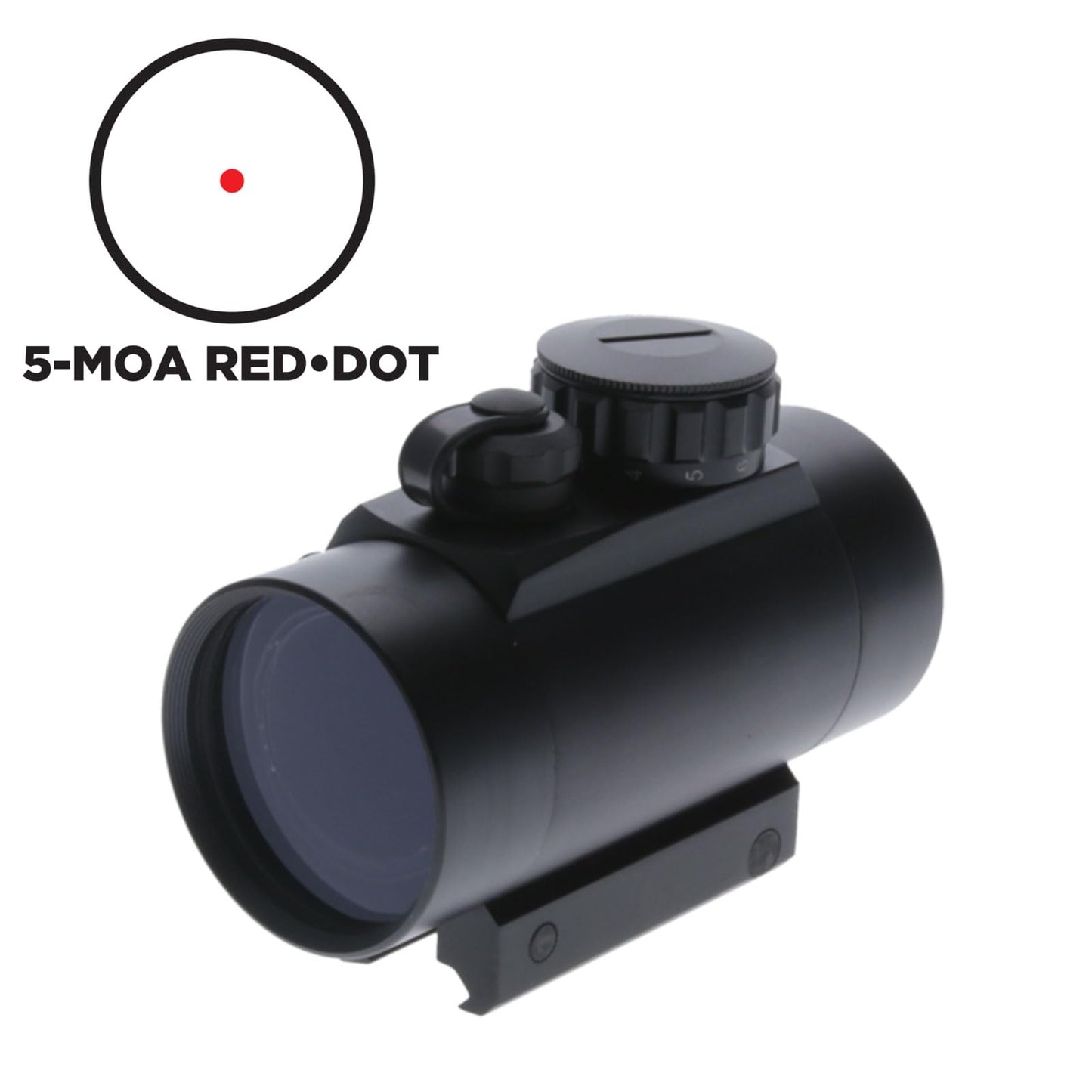 TRUGLO Traditional 1x40mm 5-MOA Hunting Durable Lightweight Waterproof Fogproof Shock Resistant Adjustable Aluminum Red-Dot Sight Flip-Up Lens Caps Included