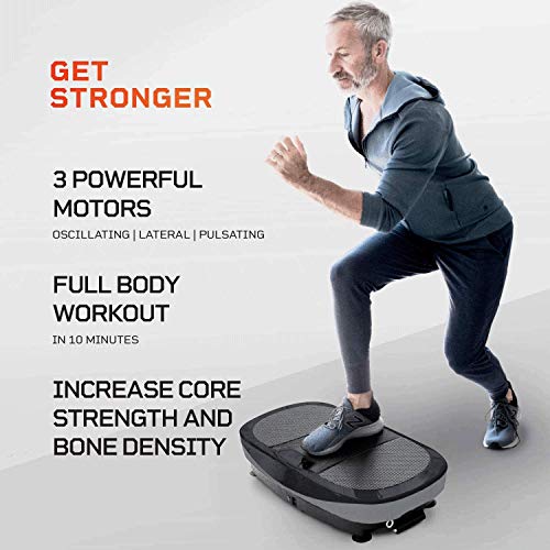 LifePro Rumblex Max 4D Black Vibration Plate Exercise Machine with Loop Resistance Bands - Full Body Workout Equipment for Home Fitness, Shaping, Training, Recovery, Weight Loss