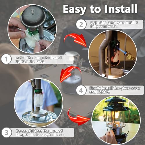 Lantern Mantles, Camping Lantern Mantles for Propane Lantern U Shape String Tie Mantles for Gas Lamp Mantles Gas Lantern Covers for Fueled Lighting for Outdoor Camping Lantern Natural - 12PCS