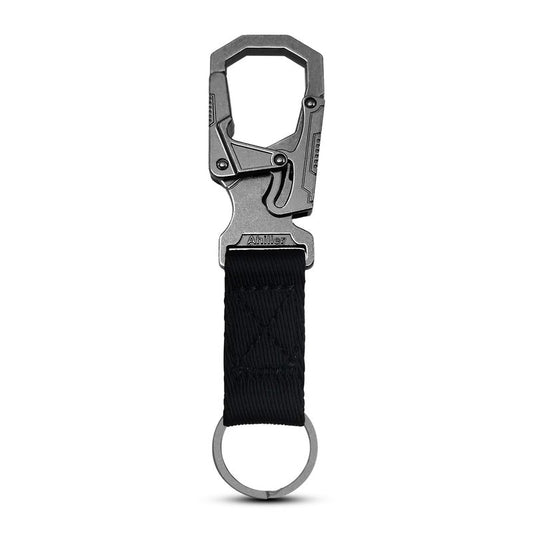 Heavy-Duty Metal Keychain Unisex Carabiner Durable Keychain for Adults self-Locking Door Clip Keychain Suitable for car/House Keys(Black-1P)
