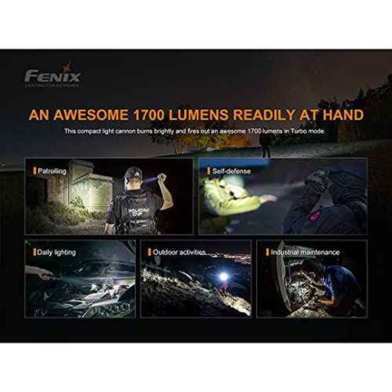 Fenix PD35 v3.0 Rechargeable Tactical Flashlight, 1700 Lumens EDC with Battery and Organizer (Green)