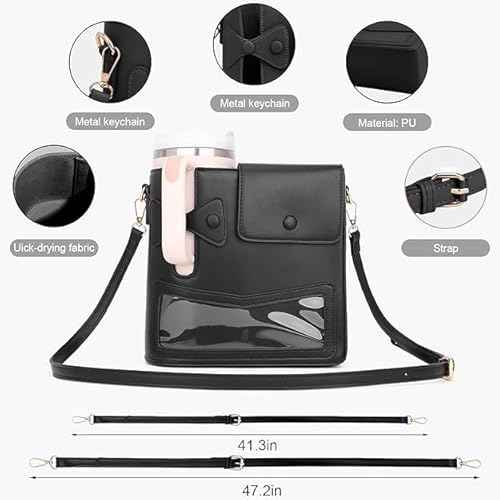 Stanley Cup Purse, Crossbody Bag with Water Bottle Holder, Adjustable Women Shoulder Strap for Stanley Cup Tumbler 40 oz