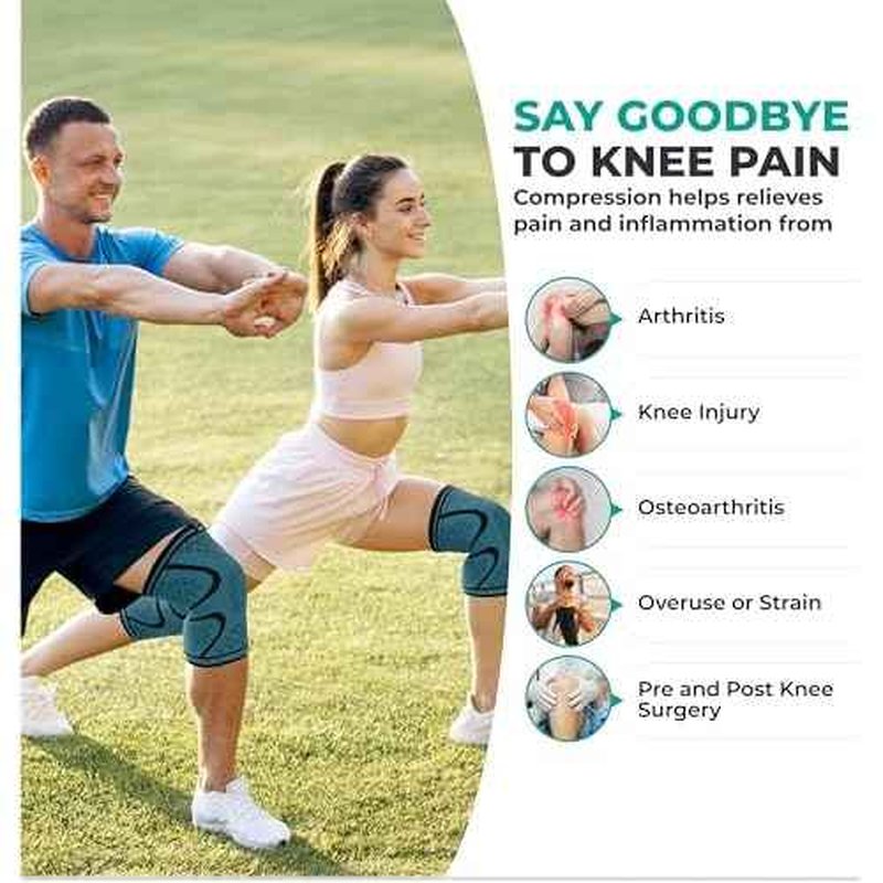 Modvel Compression Knee Brace for Women & Men - 2 Pack Knee Brace for Women Running Knee Pain, Knee Support Compression Sleeve, Workout Sports Knee Braces for Meniscus Tear ACL & Arthritis Pain Relief