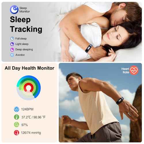 Fitness Tracker with Step/Distance/Calories Counter, Activity Tracker with Heart Rate Monitor, Slim Style Watch IP68 Waterproof, Sleep Monitor Tracker, Pedometer Watch for Women Men