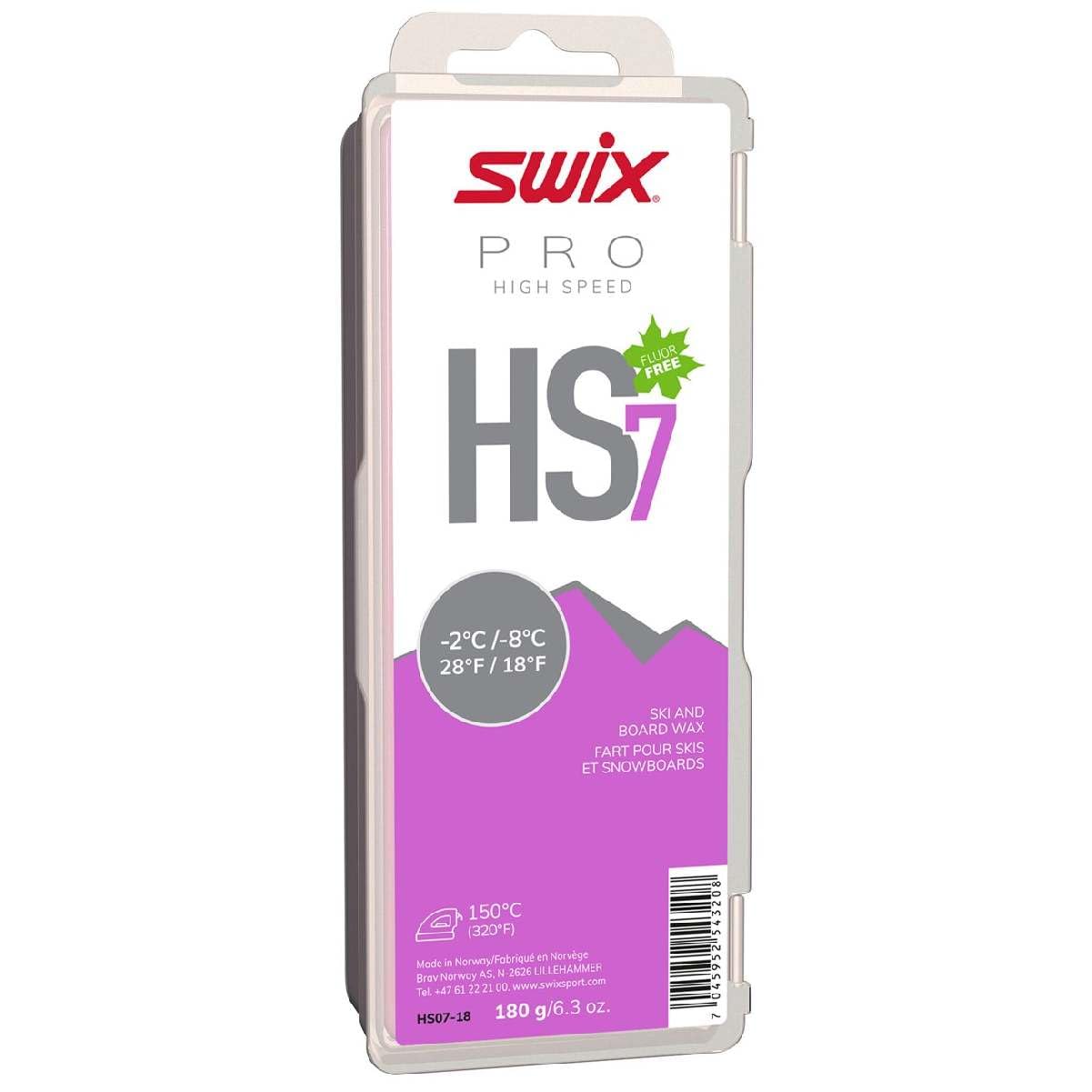 Swix HS7 Purple High Speed Ski & Snowboard Wax for Warm Temperatures - 180g