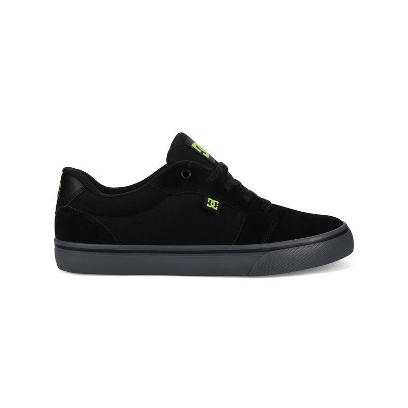 DC Men's Anvil Casual Skate Sneaker, Black/Lime, 11.5