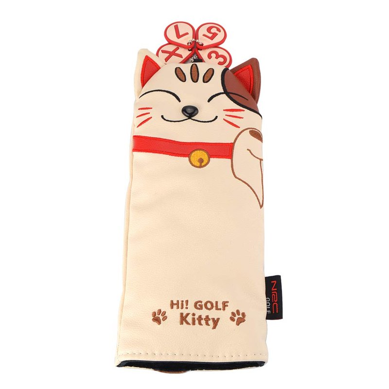 GOOACTION Lucky Cat Golf Club Fairway Wood Head Cover with Creative Cartoon Animal Kitten Pattern Synthetic Leather Golf Clubs Headcover with Number Tag 3.5.7.x