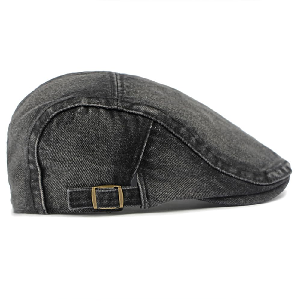 Newsboy Cap for Men Adjustable Flat Ivy Gatsby Cabbie Driving Hat Breathable Denim Cotton Golf Cap
