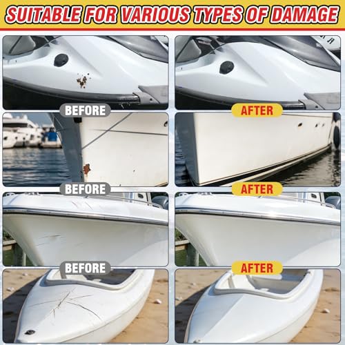 Galitoon Marine Fiberglass Repair Kit for Boats - Waterproof Gelcoat & Epoxy Filler, DIY Hole & Crack Fix
