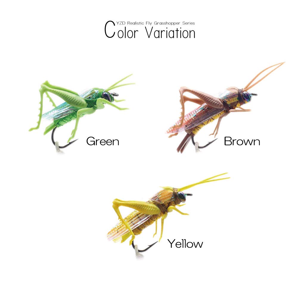 YZD Realistic Fly Grasshopper Series(Small Brown 12pcs)