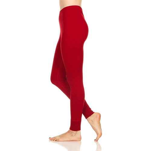 100% Merino Wool Women's Lightweight Base Layer Bottoms - Moisture Wicking Thermal Hiking Layers - True Red - X-Small