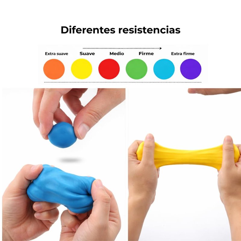EQMED Therapeutic Hand Exercise Putty Set, 6 Resistance Levels, Non-Toxic Silicone for Hand Therapy, Stress Relief