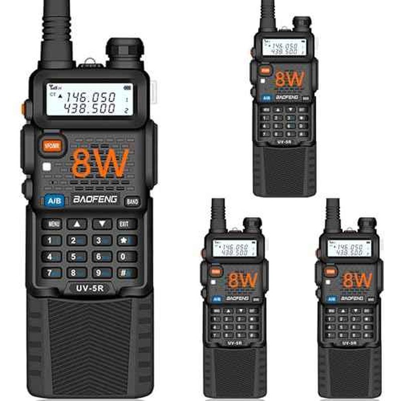 Baofeng UV-5R Dual Band Two Way Radio Handheld Ham Radio Long Range Walkie Talkies Pack of 4 for Hiking Camping Skiing Trip (Black) with 8W 3800mAh Battery