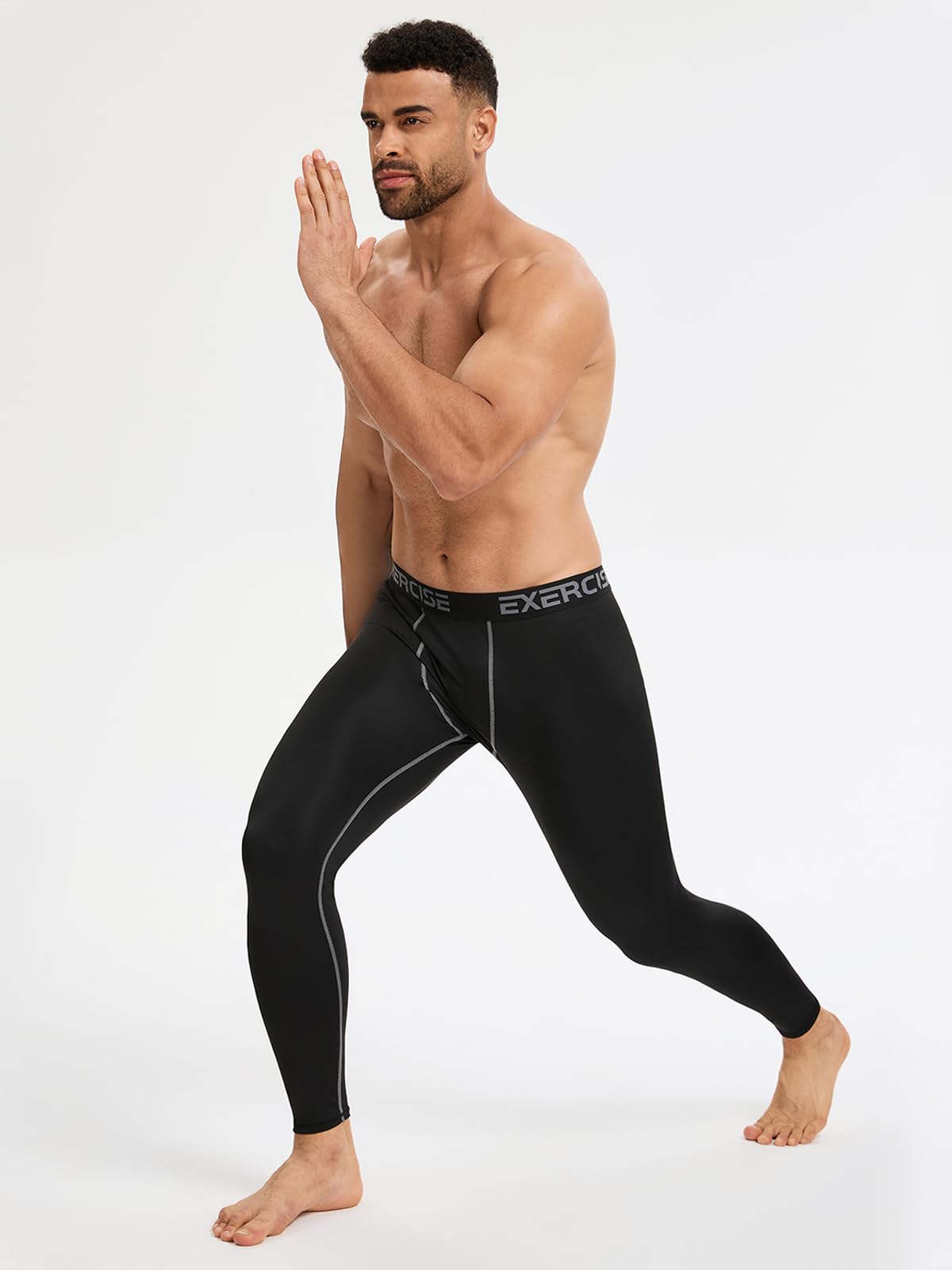 Celfaeree 4 Packs Thermal Underwear for Men Long Johns for Men Thermal Base Layer Mens Fleece Lined Compression Pants 4Black L