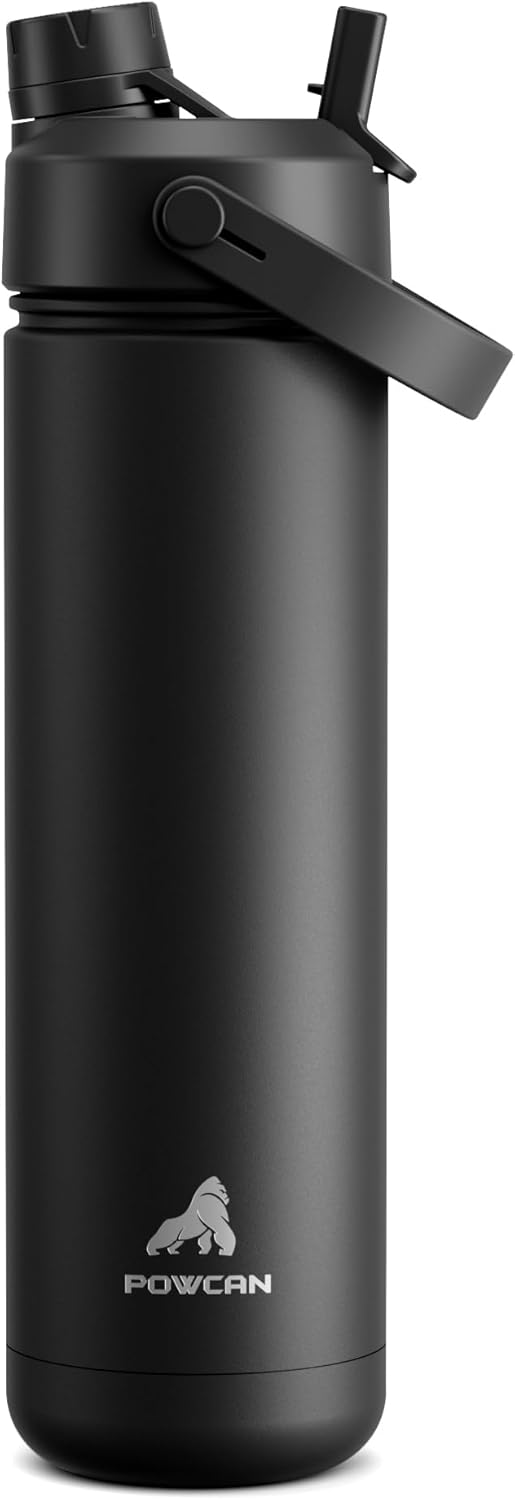 Insulated Water Bottle - 26 oz Stainless Steel with 2-in-1 Straw & Spout Lid | Leak-Proof, Fits Car Cup Holder, Dark Knight