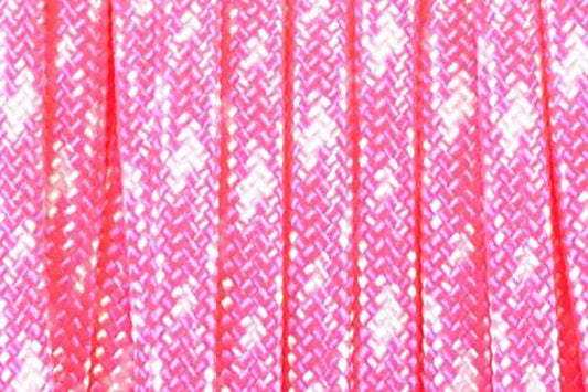Paracord 550 lb - Tactical Parachute Cord for Crafting & DIY | Neon Pink & White Camo, 50 Feet - 300+ Colors Available