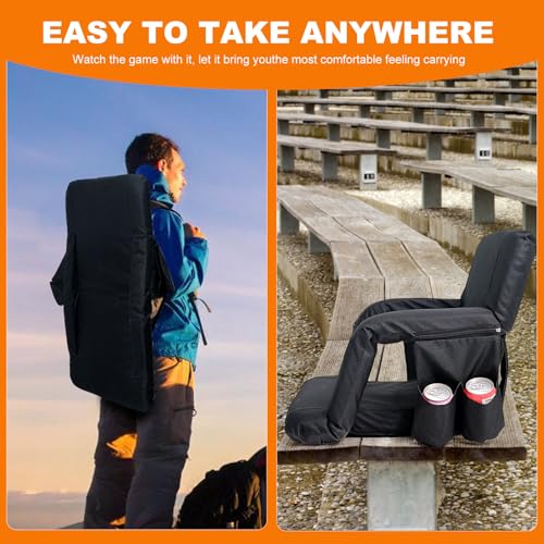 LILYPELLE Double Heated Stadium Seat Bleacher Seat with Back & Arm Support, Portable 6 Reclinng Positions Stadium Seating for Bleachers, Bleacher Seats for Sports Events, Outing, Travelling, Hiking