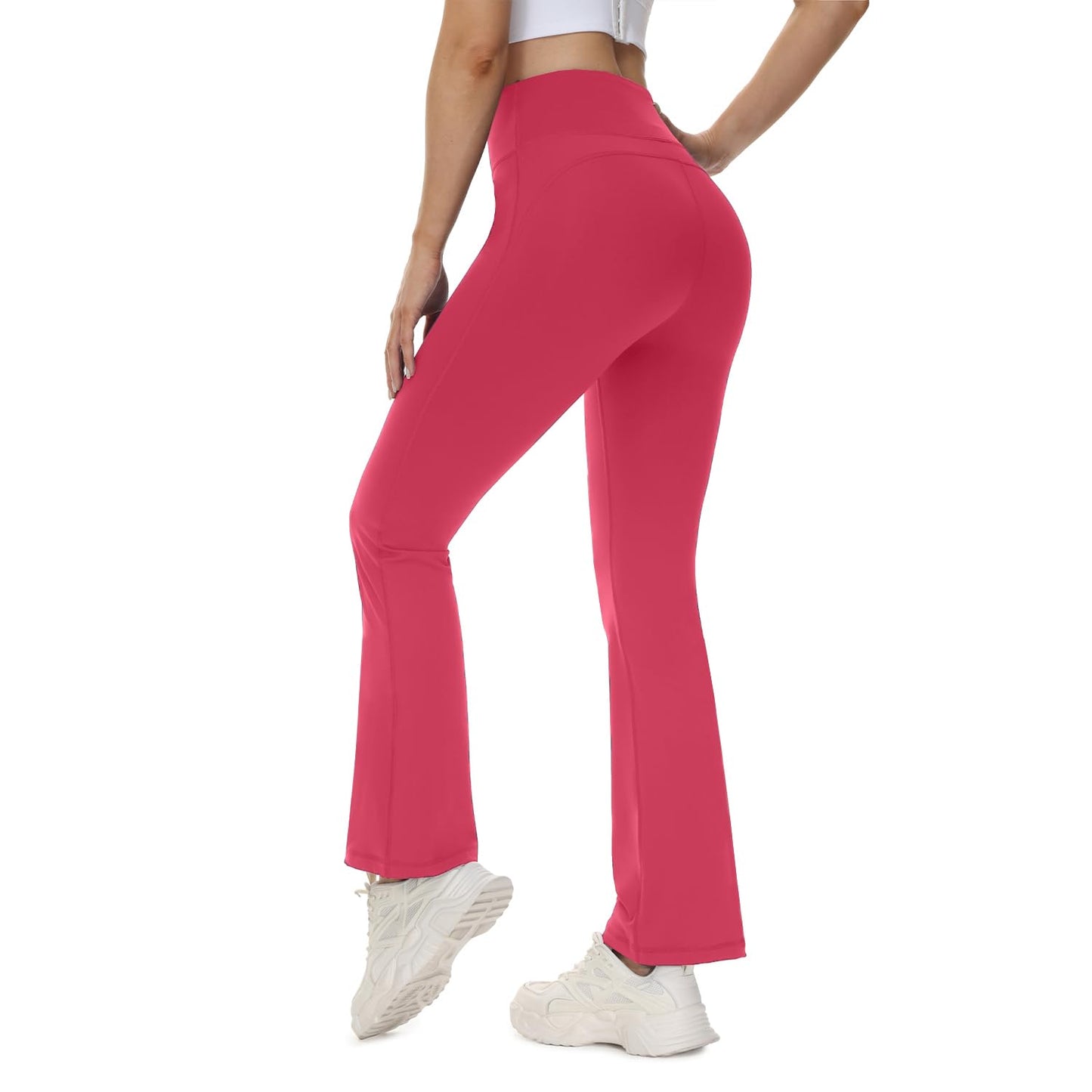 Rosemmetti Women's Bootcut Yoga Pants,High Waisted Flare Pants,Tummy Control Yoga Pants for Workout hotpink-XXL