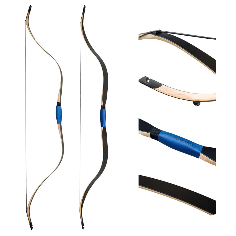 PMZ 58" Traditional Recurve Bow, Wooden Ming Hunting Horse Bow 20-50 lbs
