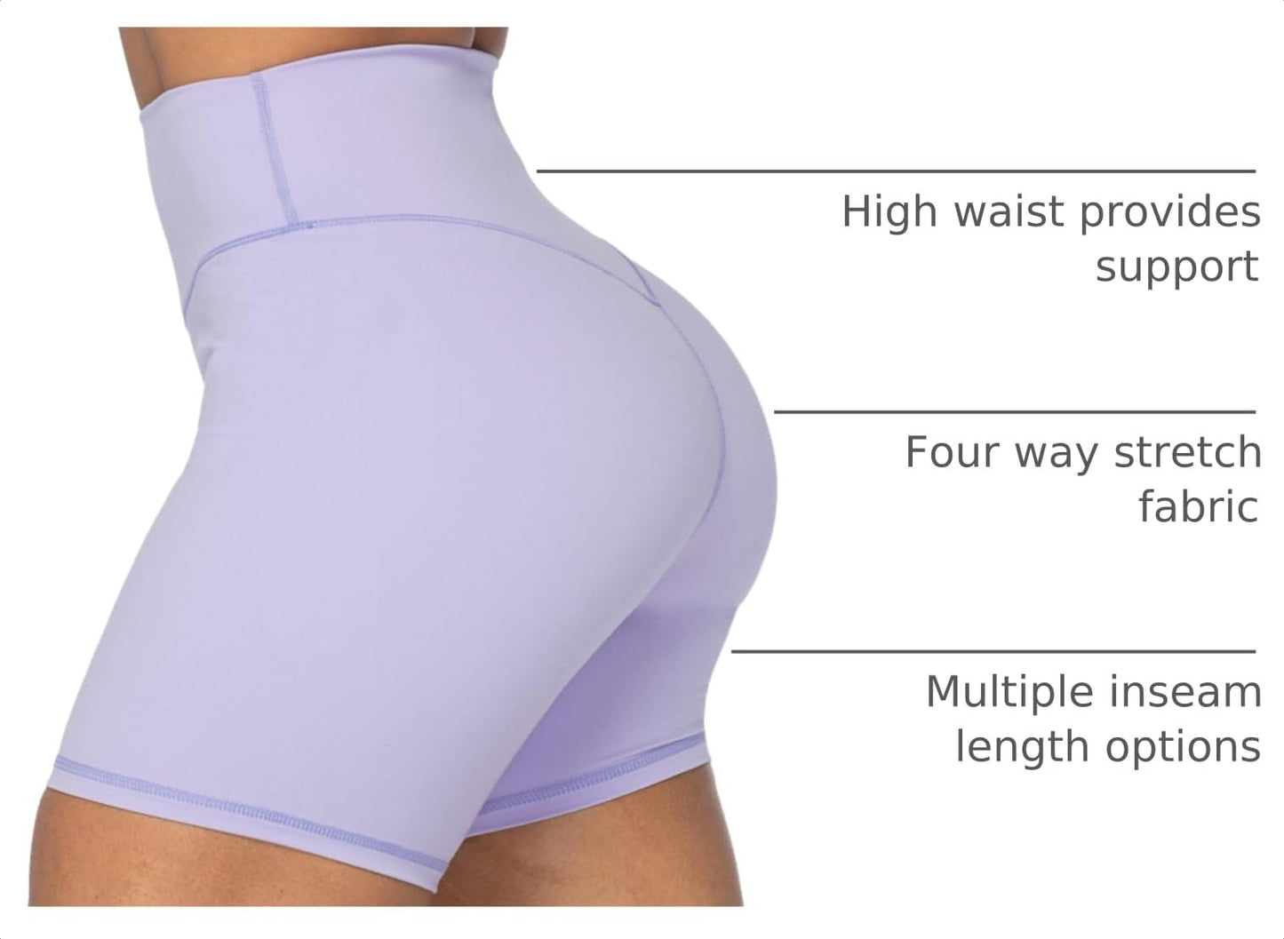 Sunzel 5" High Waist Biker Shorts for Women No Front Seam Soft Yoga Workout Gym Bike Shorts Tummy Control Squat Proof Lilac
