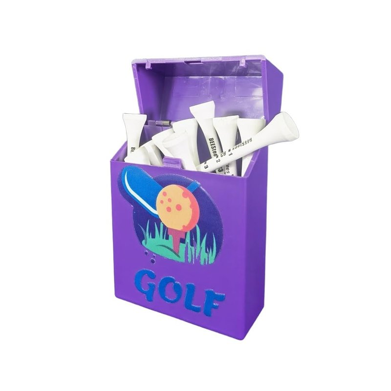 kinworks Professional Golf Tees with Scale, 10 Counts 83mm (3.25") Wooden Tees Iconic Packaging and Cool Golf Gift Box Funny Golf Accessory for Golfers (Purple)