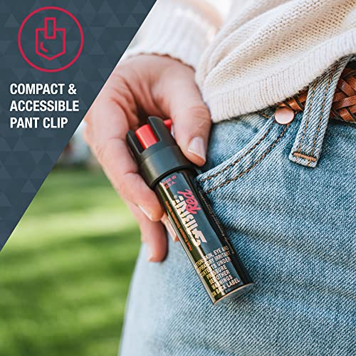 SABRE RED Compact Pepper Spray for Self Defense, Max Police Strength OC Spray with UV Dye, Easy Carry Belt Clip & Fast Access, Protect Against Multiple Threats, Secure & Easy to Use Safety, 0.67 fl oz