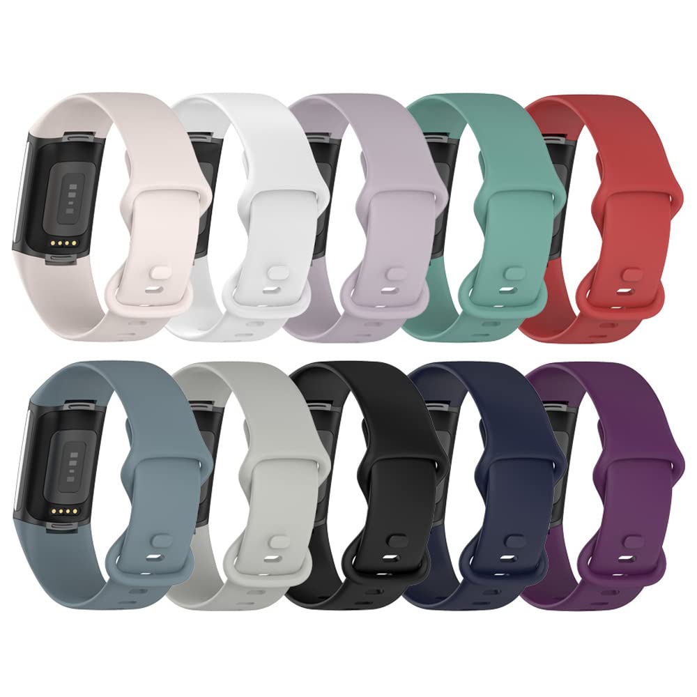 Compatible with Fitbit Charge 6/Charge 5 Bands for Women Men, Soft Silicone Replacement Wristband for Fitbit Charge 5/Charge 6 Fitness Tracker Accessories Small/Large Watchbands