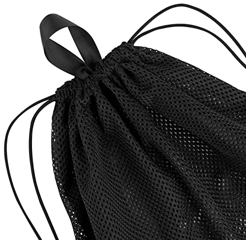 2 Multi Functional Mesh Bags With Drawstring Shoulder Straps For Swimming, Beach, Diving, Travel, Gym - 2 Pack Black (16 x 20 inch, Wet-or-dry-environment)