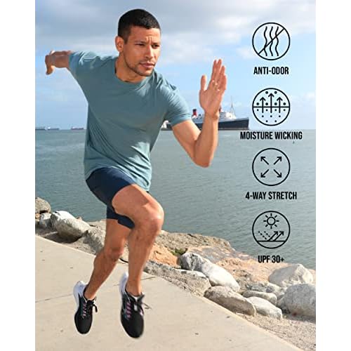 INTO THE AM Short Sleeve Active Tees for Men - Athletic Workout Gym T-Shirts S - 4XL Running Gym Hiking Fitness