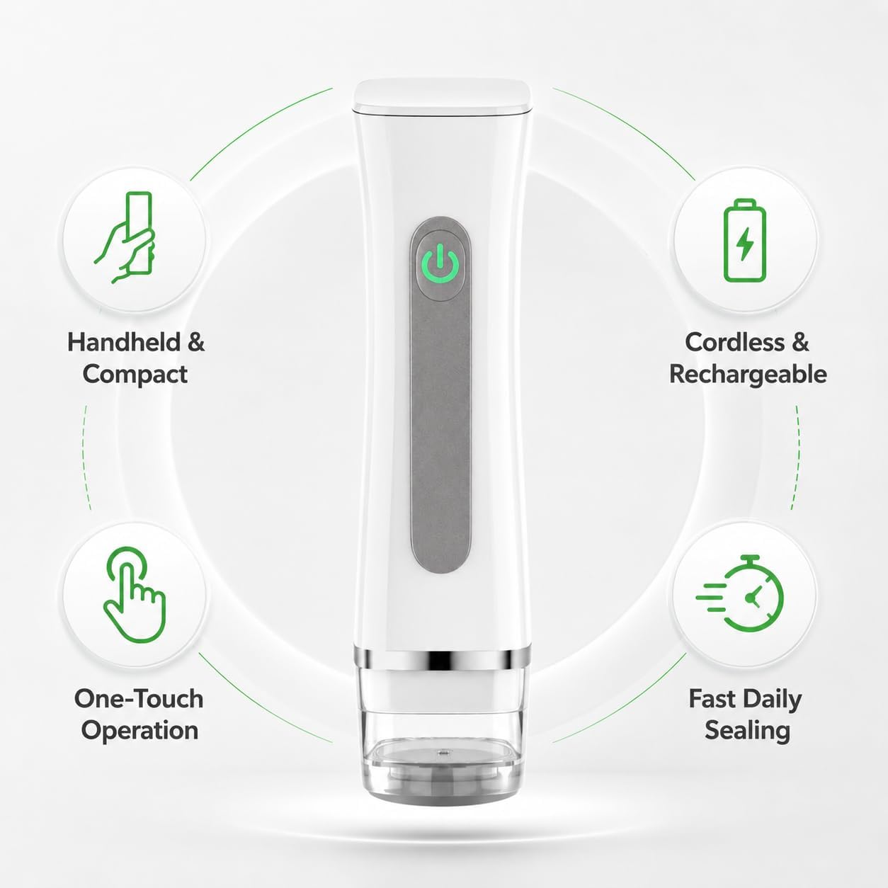Handheld Vacuum Sealer for Food, Compact Portable Cordless Vacuum Sealer with 30 Reusable Bags, One-Touch Food Sealer for Kitchen, Freezer & Travel