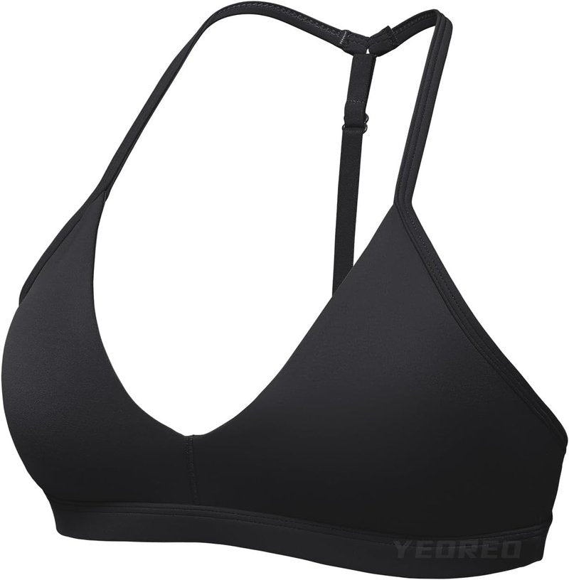 CoreFlex Sports Bras for Women - Strappy Padded Halter Design | Light Impact Deep V Neck Yoga Tops