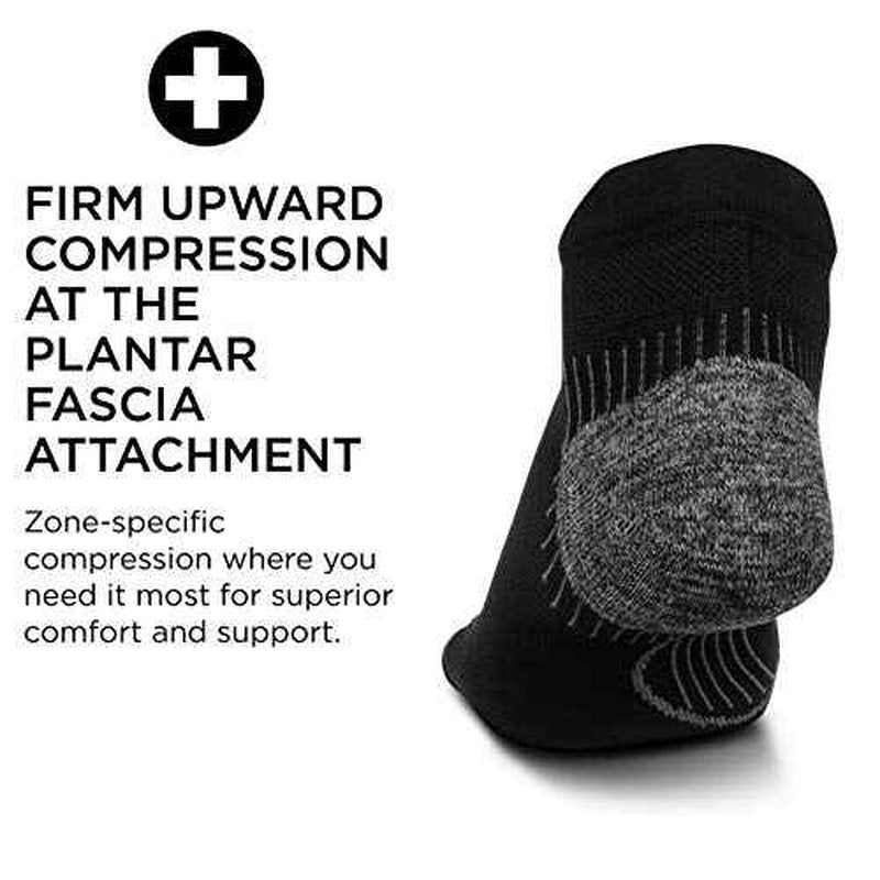 Feetures Plantar Fasciitis Relief Sock Light Cushion No Show Tab - Targeted Compression Sock for Women & Men - Small, Black (3 Pair)