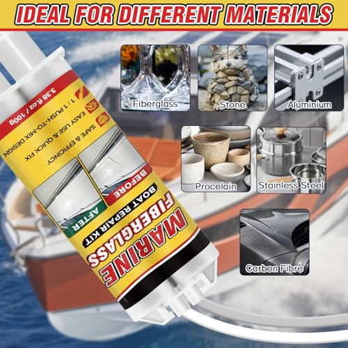 Galitoon Marine Fiberglass Repair Kit for Boats - Waterproof Gelcoat & Epoxy Filler, DIY Hole & Crack Fix