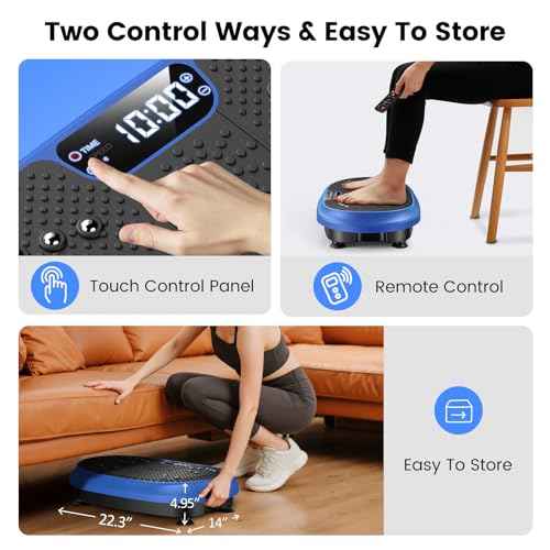 Vibration Plate Exercise Machine, Vibrating Fitness Platform for Lymphatic Drainage, Full Body Shaker Workout Equipment, Bluetooth Music Shaping Vibrate Plate, Board Sport for Home Exercise Gym, Blue