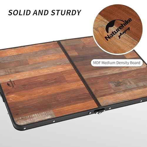 Naturehike Folding Camping Table, Portable Tables with Adjustable Legs, 35.4¡¿23.6¡¿14.6 Inch Foldable Camp Pinic Tables with Carry Bag for Outdoor Camping, BBQ, Travel - Large Retro