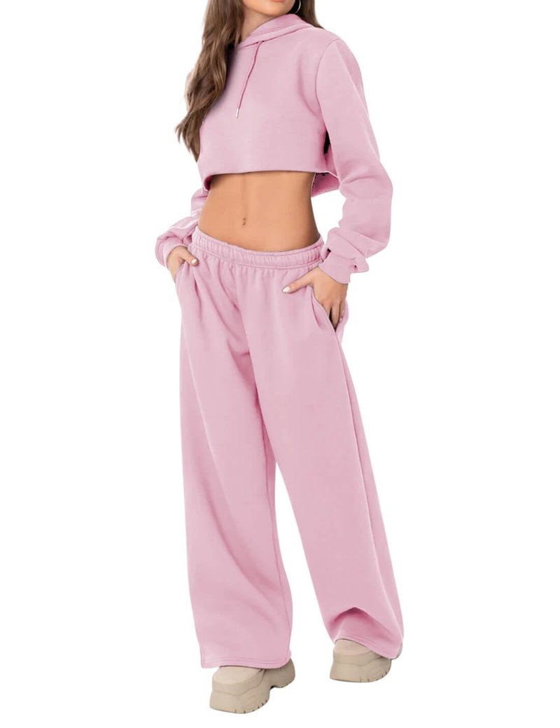 HeSaYep Women's Fleece Lined Sweatpants Wide Leg Baggy High Waisted Sweat Pants Drawstring Lounge Trousers Y2K Straight Leg Sherpa Pants Light Pink S