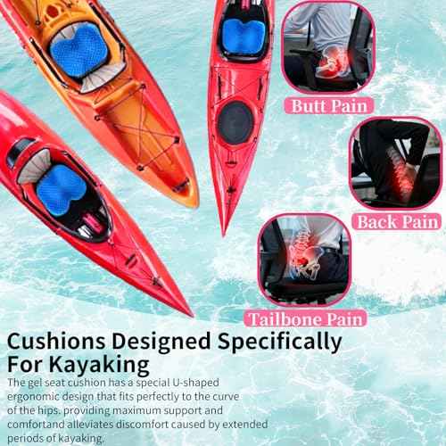 Kayak Seat Cushion - Blue Cooling Gel Kayak Accessory Removable Waterproof Cover | Comfort for Kayak Seats, Fishing, Car seat£¬Office Chair & Outdoor Use