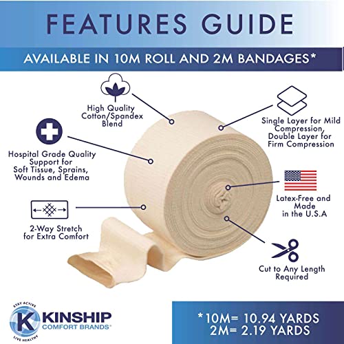 KinGrip Tubular Elastic Support Bandages by Kinship Comfort Brands Tubular Bandage Protects Fragile Skin Latex-Free Wound Care for Edema and Lymphedema Support | Made in USA | Size G 4.75¡±x10 MTR