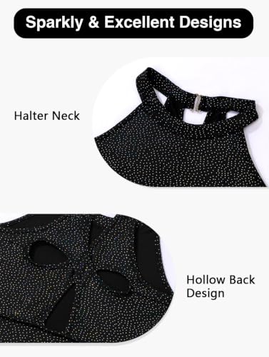 HOZIY Girls Gymnastics Leotard for 9-10 Years - Black Sparkle with Biketard & Shorts