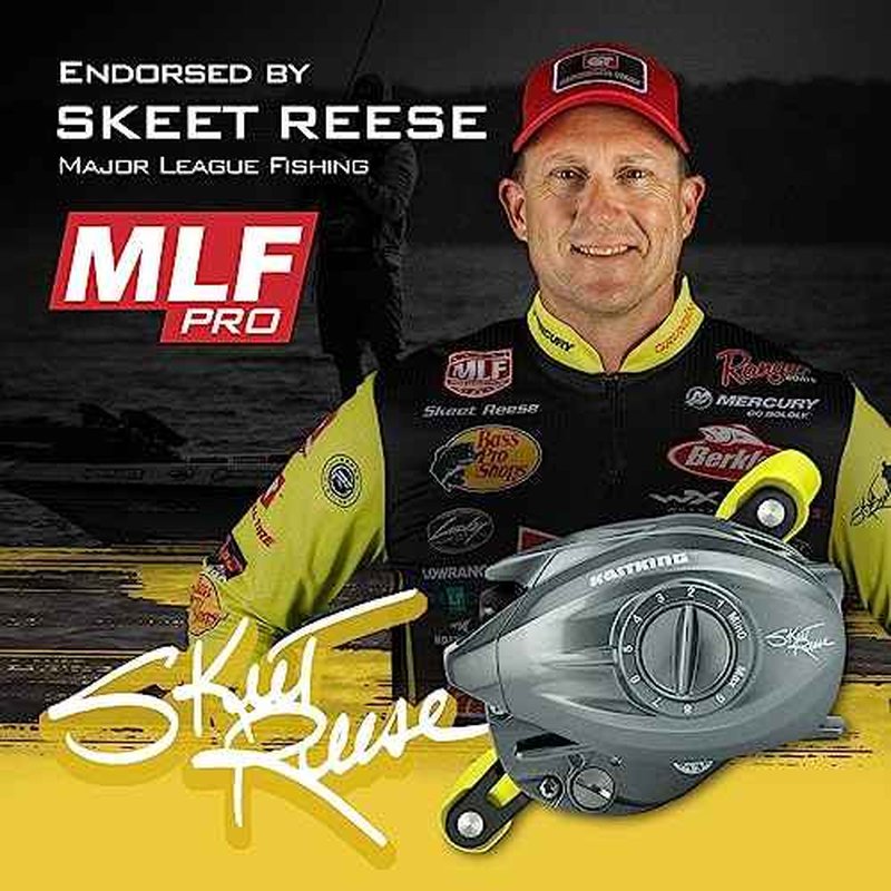 KastKing Skeet Reese Icon Baitcasting Reels - AutoMag Dual Braking System Fishing Reel, 7oz Lightweight Aluminum Frame,17.6 Lb Carbon Drag,11 + 1 Stainless Steel BB,7.2:1 Gear Ratio, TPE Handle Knobs