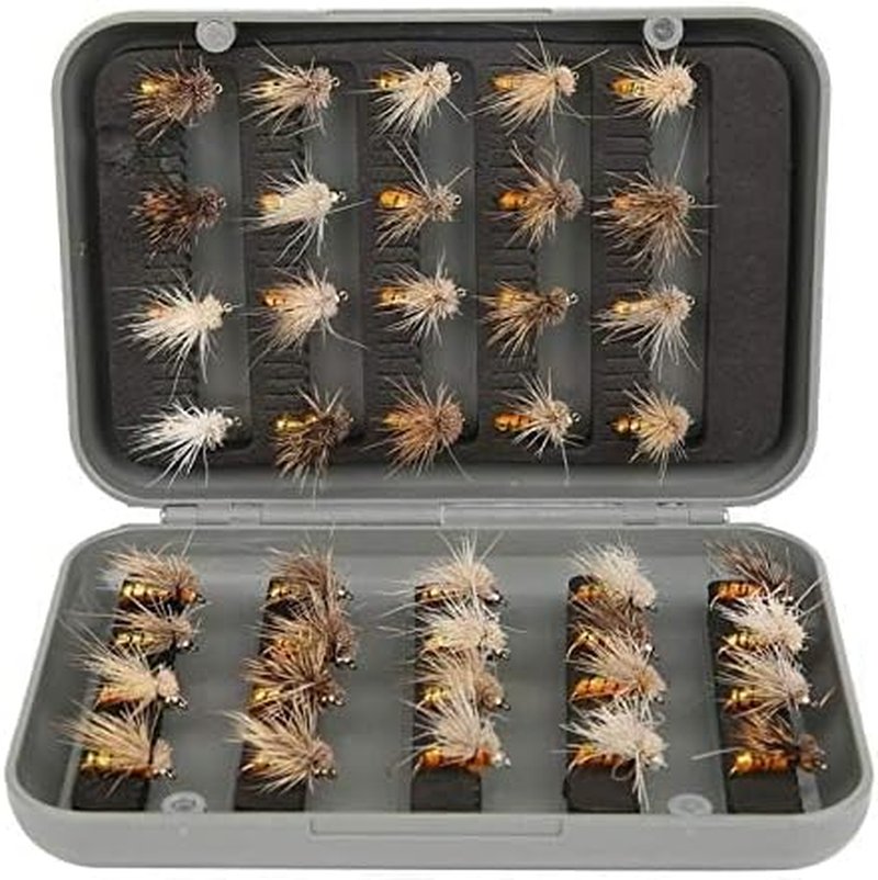 Fly Fishing Lure Kit - 40 Pcs Realistic Dry & Sinking Flies for Lakes, Rivers & Streams