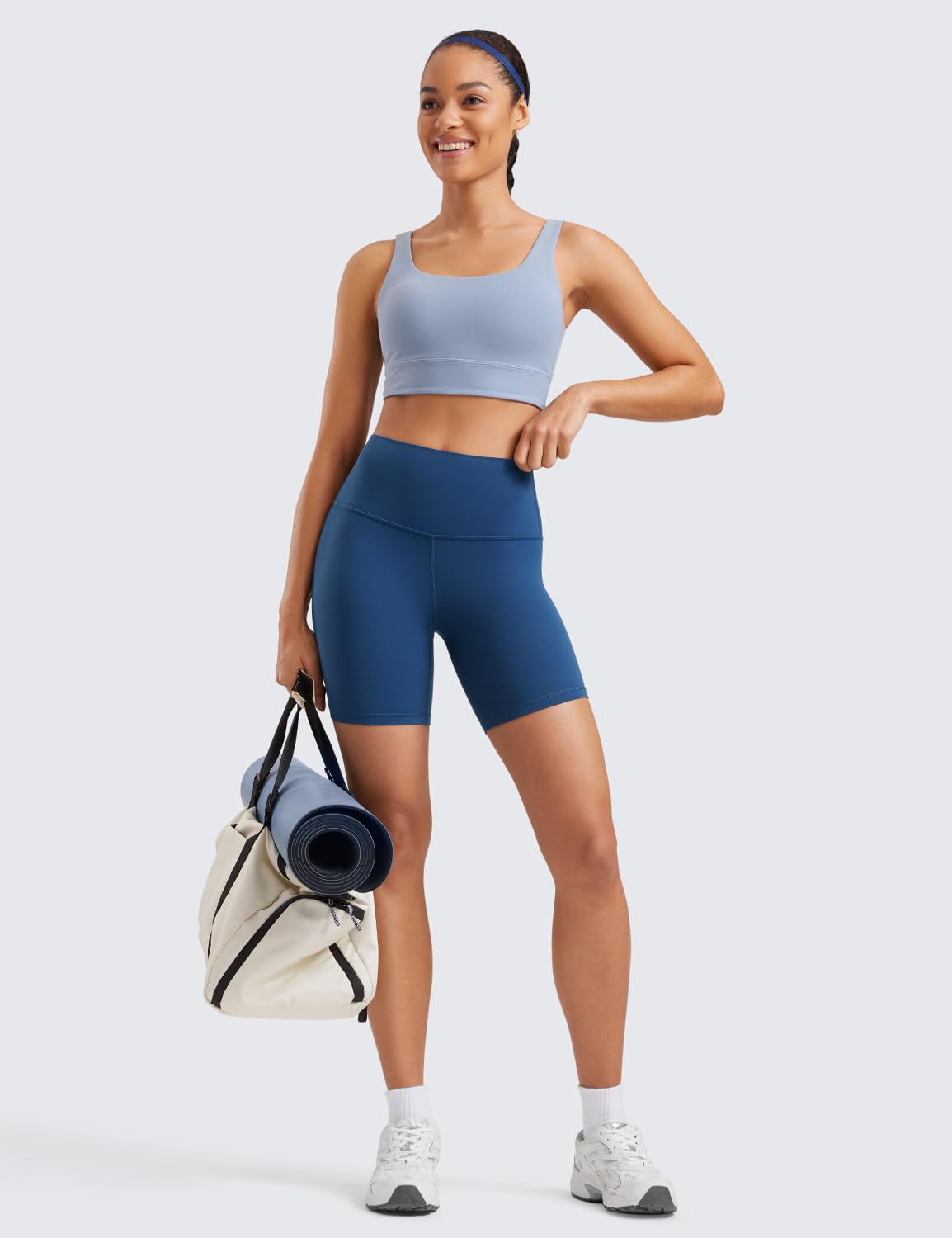 CRZ YOGA ButterLuxe Biker Shorts 6" - High Waisted Workout Running Volleyball Spandex Yoga Womens French Navy Small