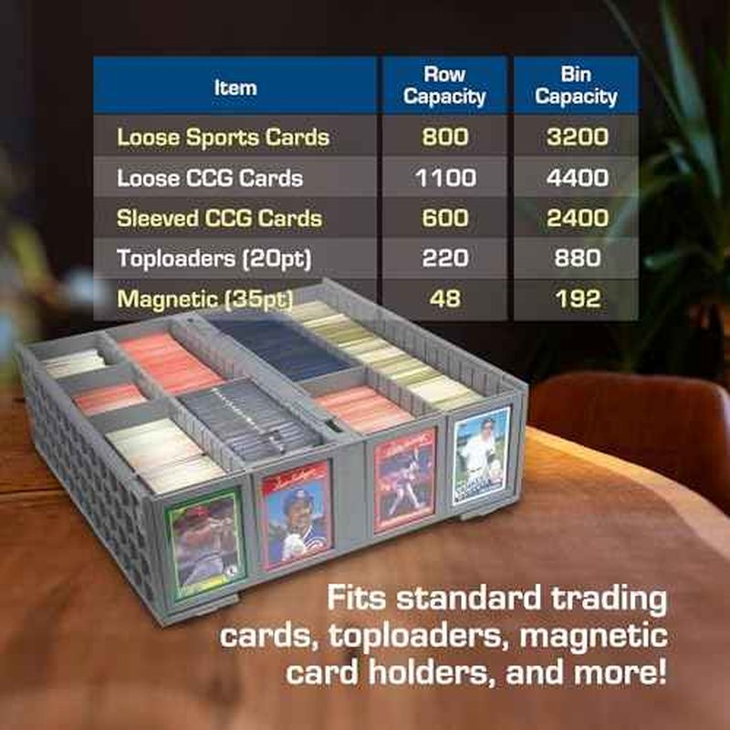 BCW Collectible Card Bin (2-Pack, Gray) | Holds 3200 Cards Each | Includes 4 Dividers | Storage for Pok?mon, MTG & Sports Cards