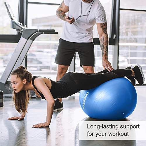 STOROMO Exercise Ball,Yoga Ball(Free Exercise Tutorial)，Extra Thick Non-Slip,Holds 2500 lbs, Workout Ball for Pregnancy Birthing and Balance Stability (Blue, 55cm/21.6in)