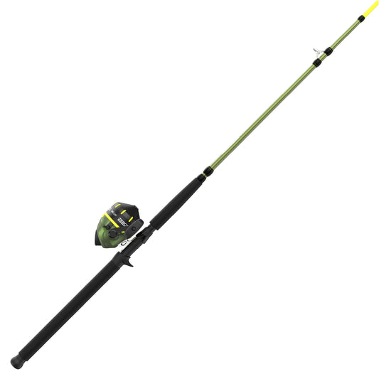 Zebco Big Cat Spincast Reel and Fishing Rod Combo, 7-Foot 2-Piece Fishing Pole, Dial-Adjustable Magnum Drag, Pre-Spooled with 25-Pound Hi-Vis Line, Size 80 Reel, Forest Green